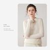 Women's Cashmere Polo Neck Half-Zip Sweater - Elegant Solid Color Knit Base Layer