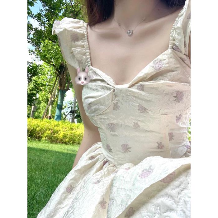 Летнее платье с цветочным принтом и рукавами-фонариками от French Sweet Hot Girl