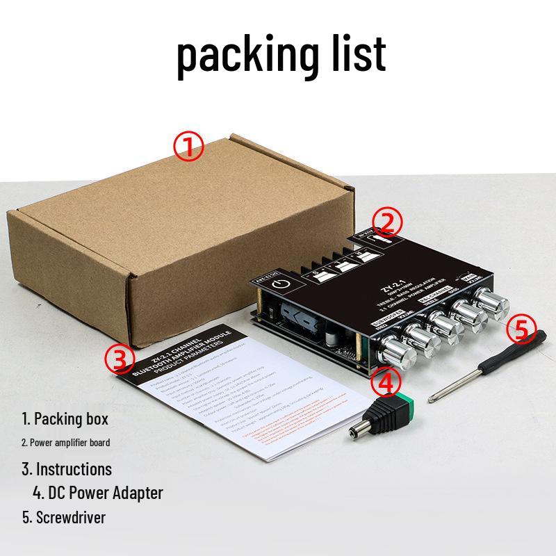 2.1-канальная цифровая плата усилителя с Bluetooth, функциями регулировки высоких/низких частот, супербаса и высокой мощностью для сабвуферов и автомобильных аудиосистем.