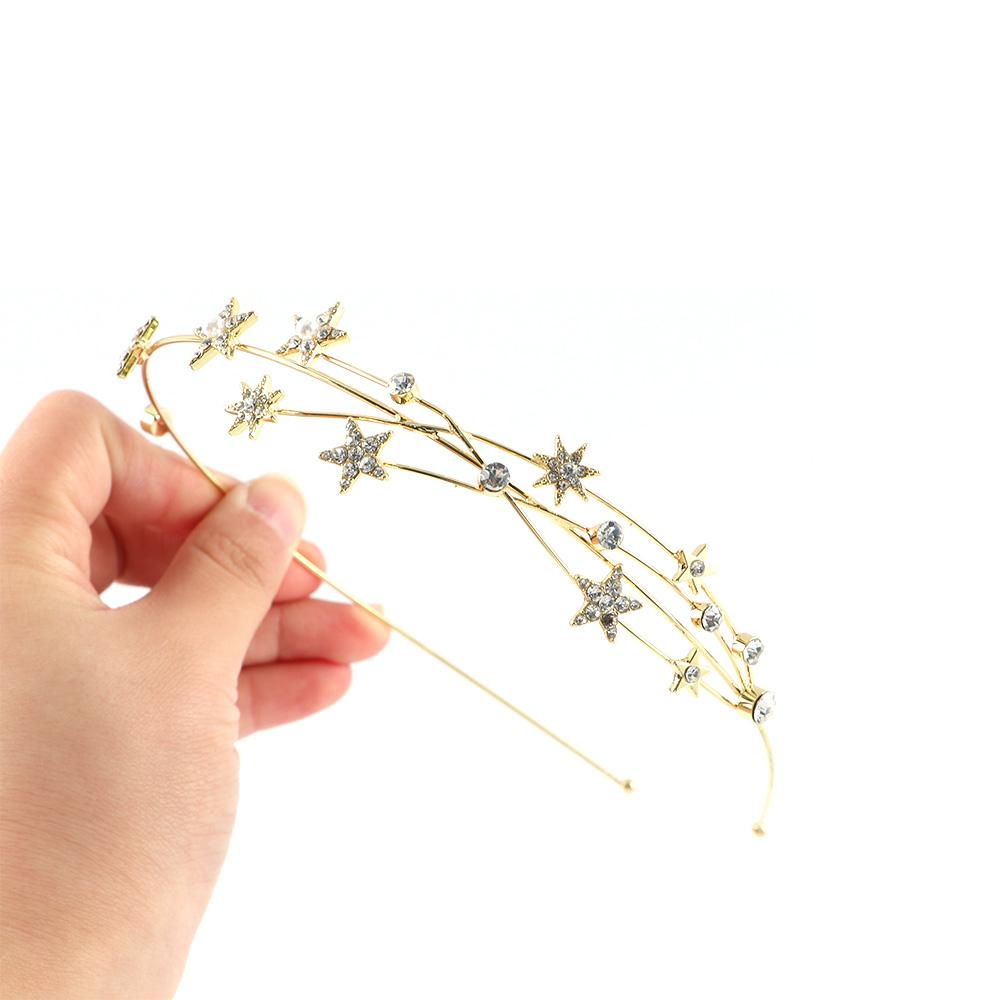 Sweet Hair Hoop Rhinestone Women Girls Star Headband Braided Tool Hollow Leaves Crystal Hairbands