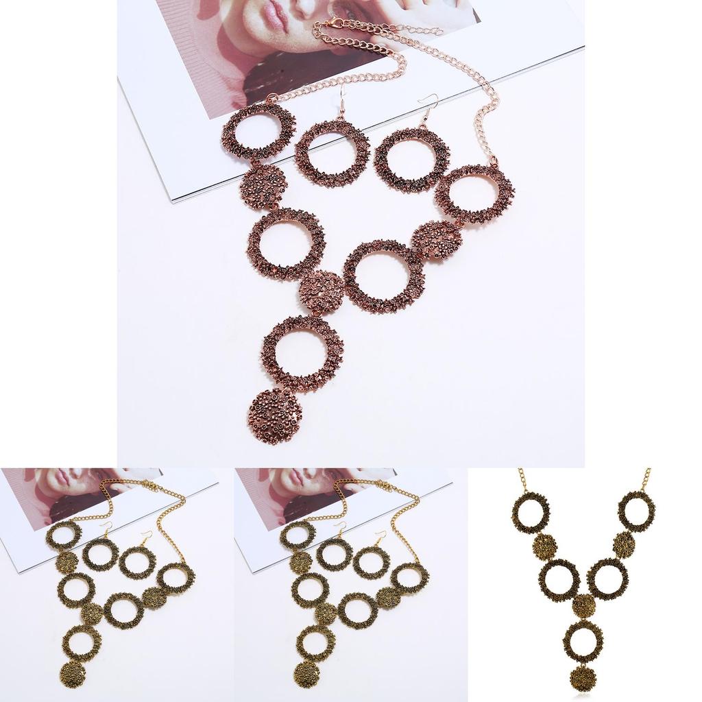 Vintage Art Deco Necklace And Earring Set With Alloy Pendant For Retro Fashion Lovers