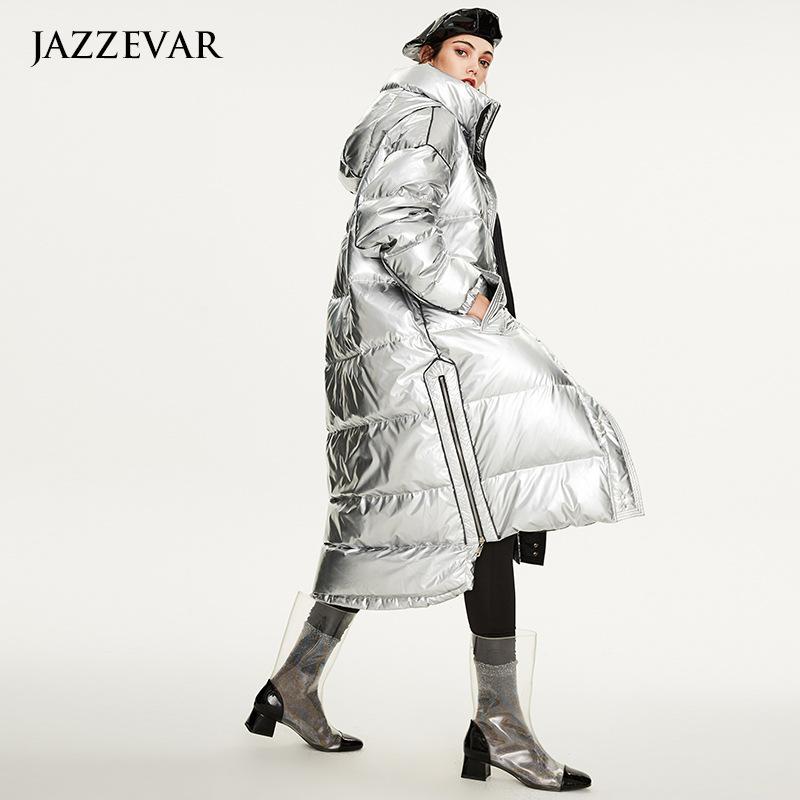 Мужская и женская свободная теплая пуховая куртка большого размера из удлиненной и утолщенной лазерной ткани