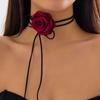 Gothic Elegant Big Rose Flower Clavicle Chain Necklace Women Wed Bridal Sexy Adjustable Choker Mariage Zircon Y2K Accessories