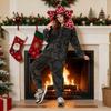 Winter Unisex Carnivorous Flower Onesie Pajamas Flannel One Piece Sleepwear Long Sleeve Hooded Christmas Pjs Loungewear