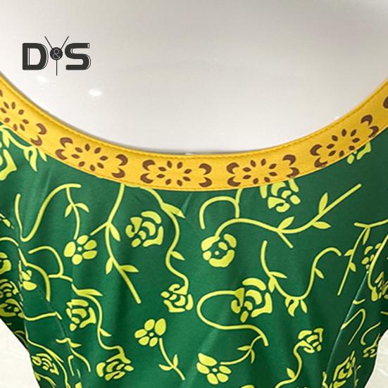 Princess Style Dress Stage Show Performance Cosplay Costume Dress Floral Print A-line Long Sleeve Maxi Dress Square Neck Wedding Graduation Cocktail