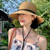 Wide Brim Straw Bucket Hat Summer Visor Cap American Women's Straw Hat  Travel