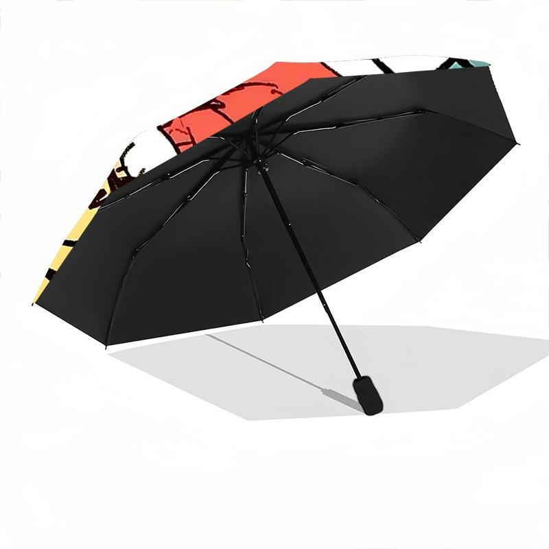 1pc Hello Kitty & Tiger Automatic Folding Umbrella - Portable 3-Fold Design with Iron Frame, Perfect for Outdoor Use, Festive Gifts, Travel, Daily Use