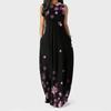 Women Summer  Flower Print Sleeveless Plus Size Pullover Long Dresses