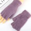Простые плюшевые перчатки женские зимние теплые перчатки без пальцев однотонные с открытыми пальцами студенческие для письма плоские перчатки