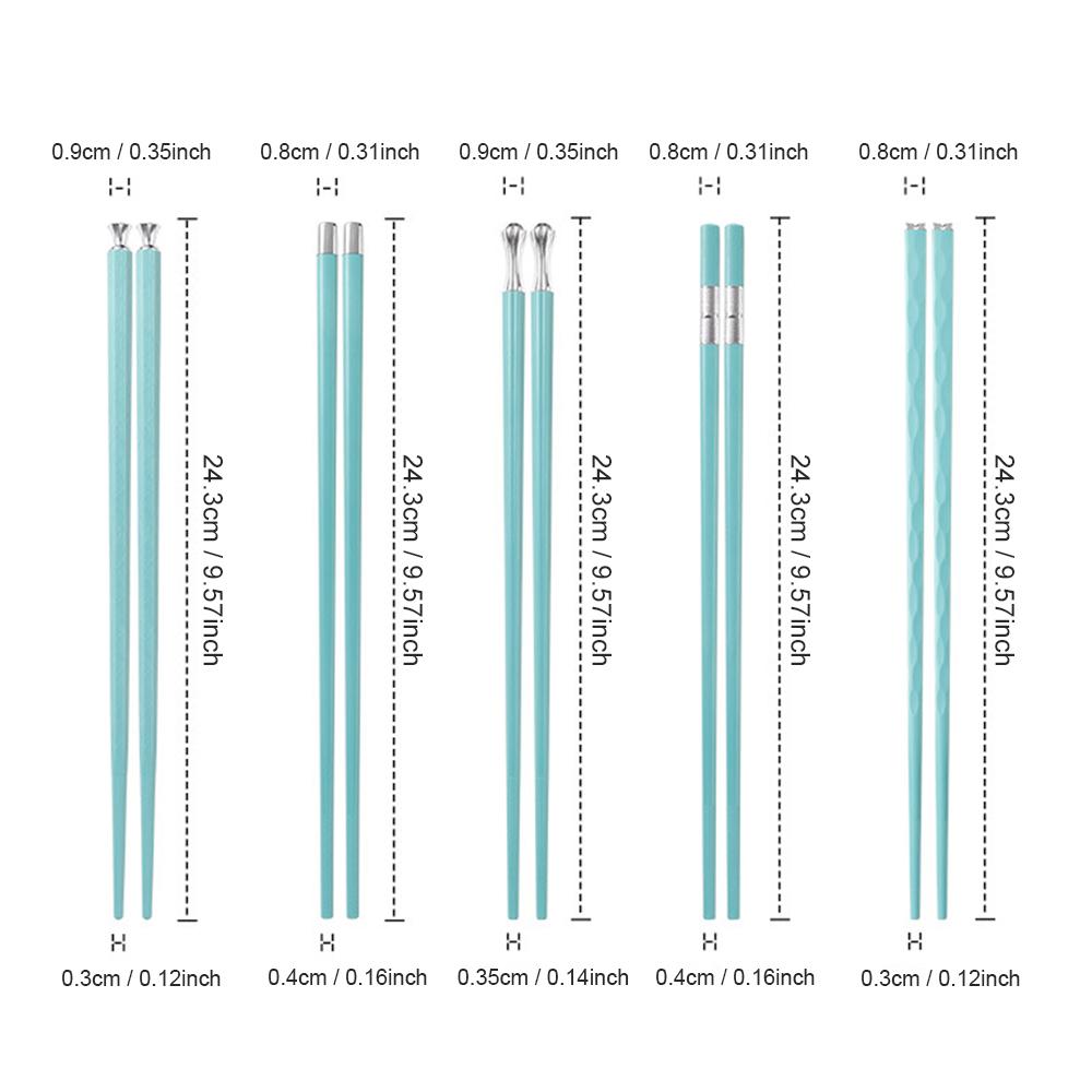 Новые синие 5 пар многоразовых китайских палочек для еды из сплава, устойчивые к плесени, суши, палочки для горячего горшка, пищевые бытовые палочки для еды