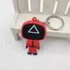 Брелок для ключей «Игра в кальмара» Красный брелок для косплея «Игры в кальмара» Телевизионные тематические солдаты в маске Милые мультяшные силиконовые брелоки-цепочки GZW