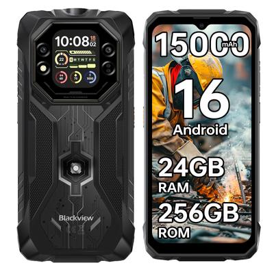 Blackview ROCK 1 Android 16 Защищенный смартфон 15000 мАч/33 Вт, 24 ГБ ОЗУ + 256 ГБ ПЗУ, 16 МП + 13 МП + 20 МП Ночное видение, 6,56" HD+ 2,01" Двухэкранный, IP69K/NFC
