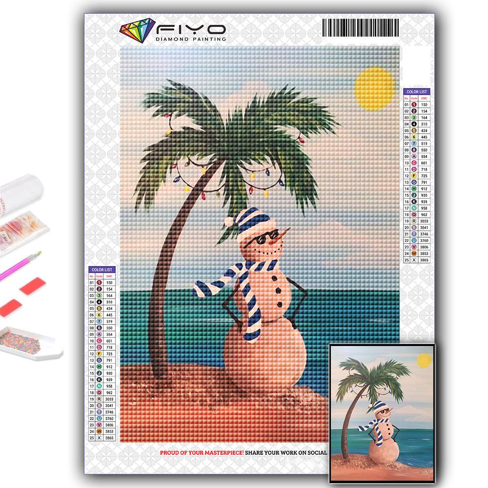 Алмазная картина Рождественская елка Санта-Снеговик Вышивка крестом Стразы Домашний декор