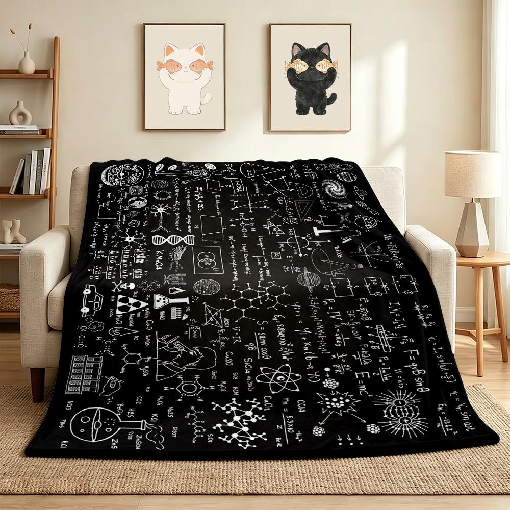 Science Symbols Flannel Blanket Throw Blanket Soft Warm Sofa Bed Camping home Decor Unique Christmas Gift C926888