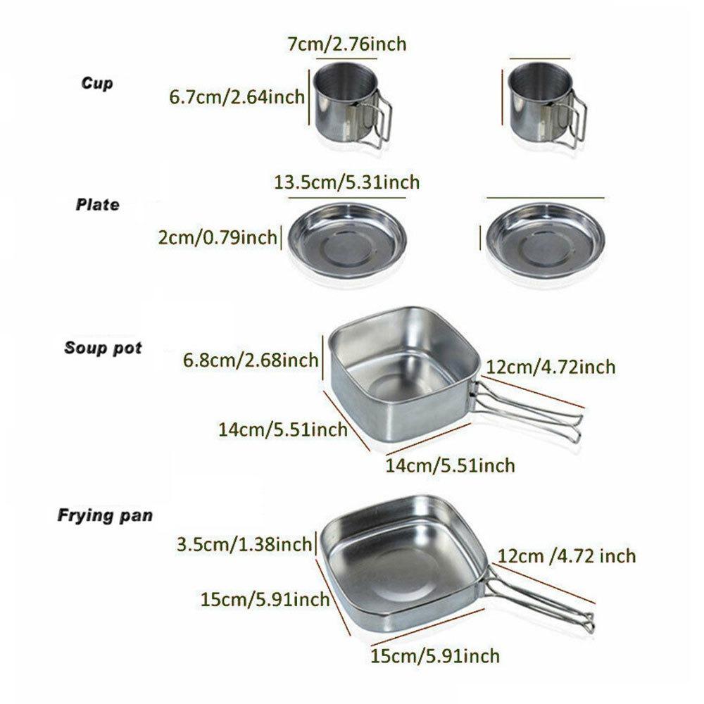 Набор походной посуды из 6 предметов, набор для приготовления пищи, легкая посуда из нержавеющей стали, складная кастрюля, набор мисок и кружек