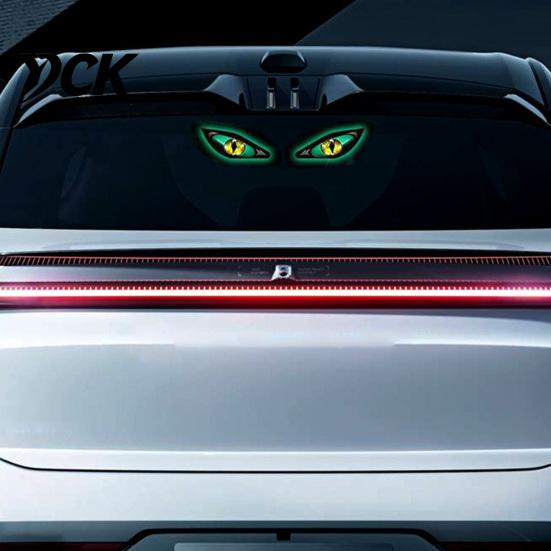 Custom Car Rally Accessories Solar Demon Eye Window Light, Waterproof Wireless Dynamic Warning Sign with Suction Modification Gadgets Cup,