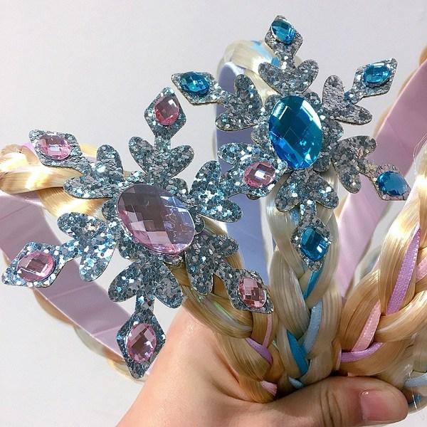 Girls Princess Crown Snowflake Wigpiece Hairband Headband