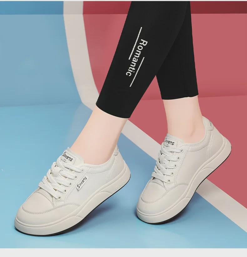 Женские кроссовки на платформе из натуральной кожи — весна/осень 2024 г., визуально увеличивающие рост, модная спортивная/повседневная обувь.