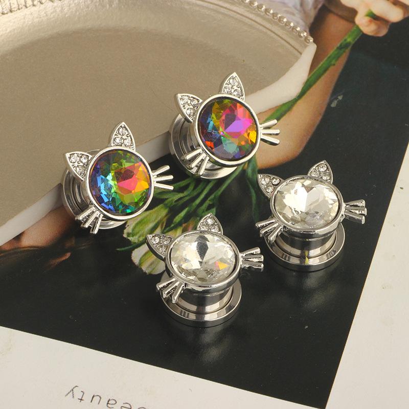 1 пара нержавеющая сталь кошка пирсинг пирсинг пирсинг панк хрустальные серьги пирсинг украшения для пирсинга