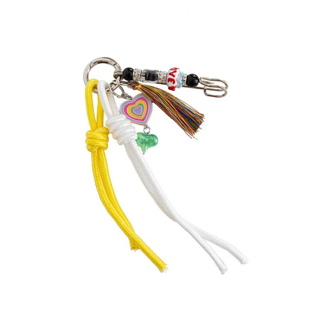 Acrylic Bead Bag Charms Tassel Phone Case Pendant New Woven Rope Keychain Bag Decoration