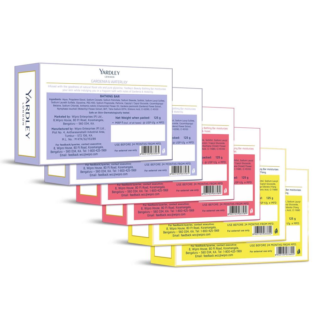 Yardley London Прозрачное гелевое мыло в ассортименте С чистым глицерином и цветочными маслами для мягкой увлажненной кожи 125 г x 6 шт. каждое