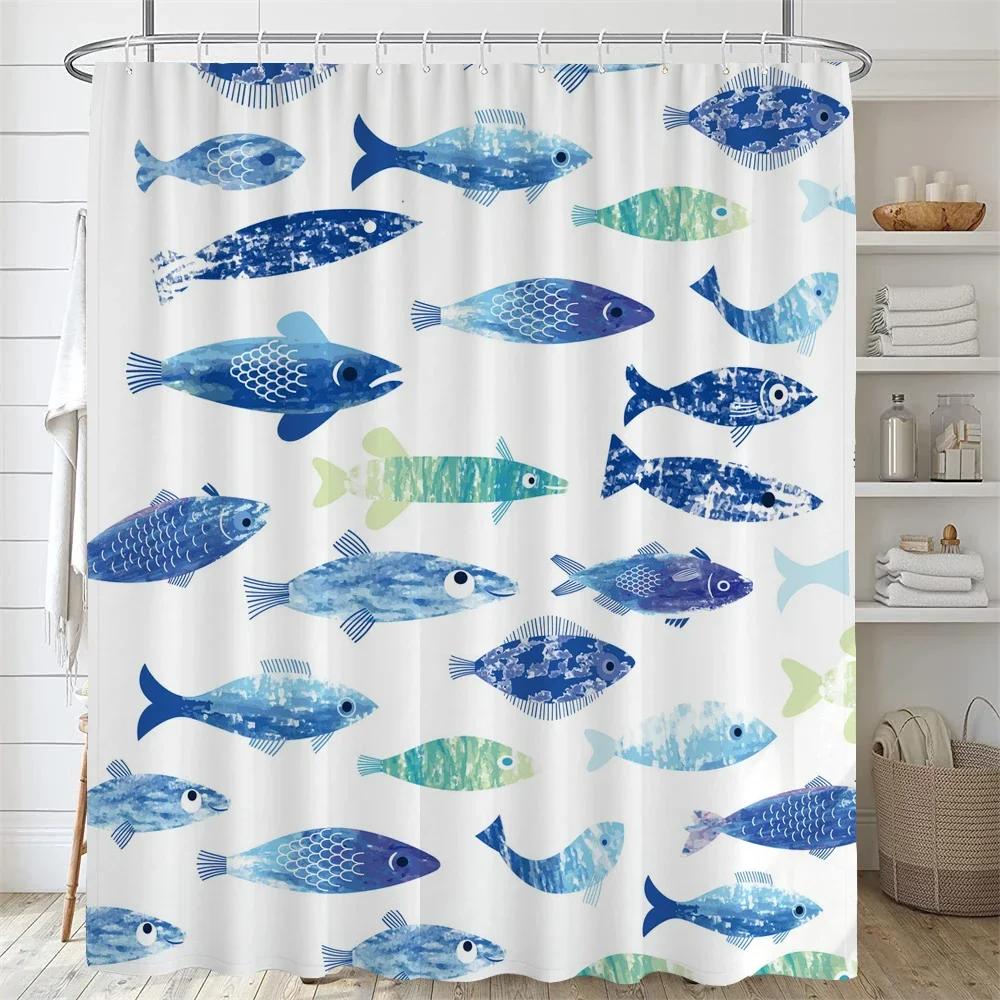 Подводный мир Рыба Черепаха 3d Шторки для душа Океан Дельфин Морской пейзаж Ткань Водонепроницаемая Занавеска для ванны Декор для ванной комнаты Экран