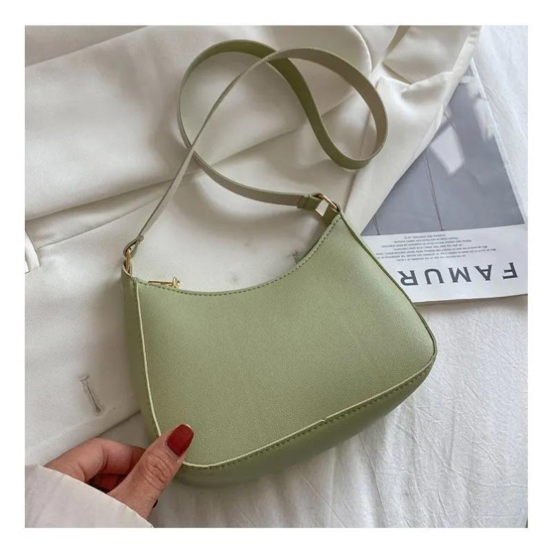 New Women's Fashion Handbags Retro Solid Color PU Leather Shoulder Underarm Bag Casual Women Handbags Trend