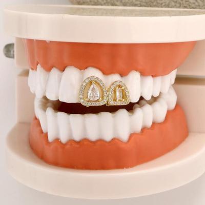 Полые Зубы Grillz Брекеты Хип-Хоп Блестящие Циркониевые Накладки на Зубы Для Женщин Мужчин Украшения Зубные Решетки