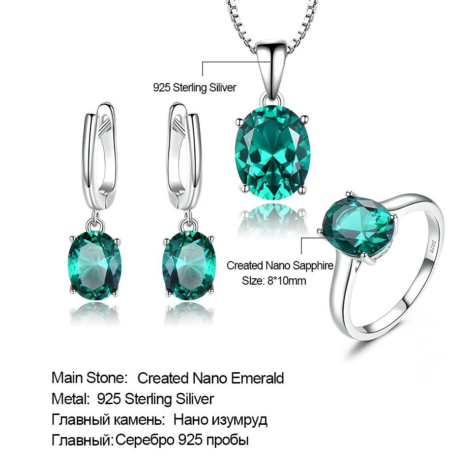 Nano Emerald Gemstone Wedding Jewelry Sets for Women 925 Sterling Silver Engagement Rings Necklace Pendant Clip Earrings