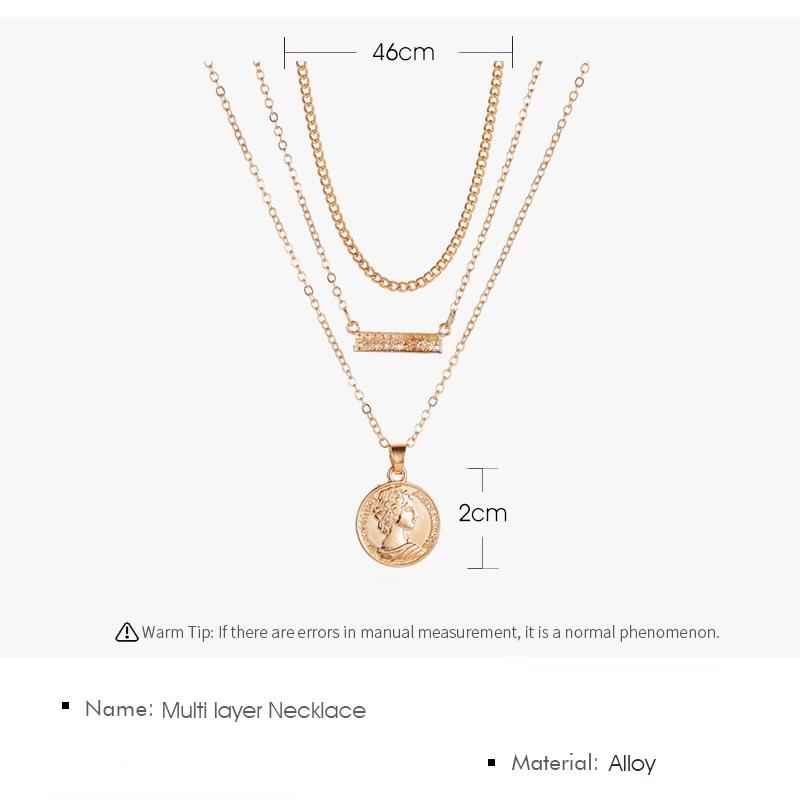 Многослойное ожерелье в стиле ретро, ​​ожерелье с изображением диска, кулон с геометрическим Иисусом, цепочка из сплава, цепочка на ключицы, цепочка для свитера, подходящие ювелирные изделия