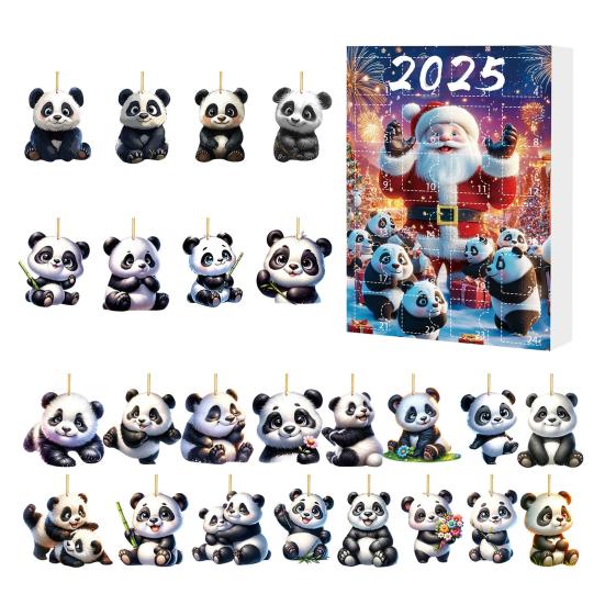 2025 Рождественский Панда Адвент-календарь Мультяшный 2D Акриловый Подвеска Панда Календарь Обратного Отсчета Многофункциональные Домашние Украшения