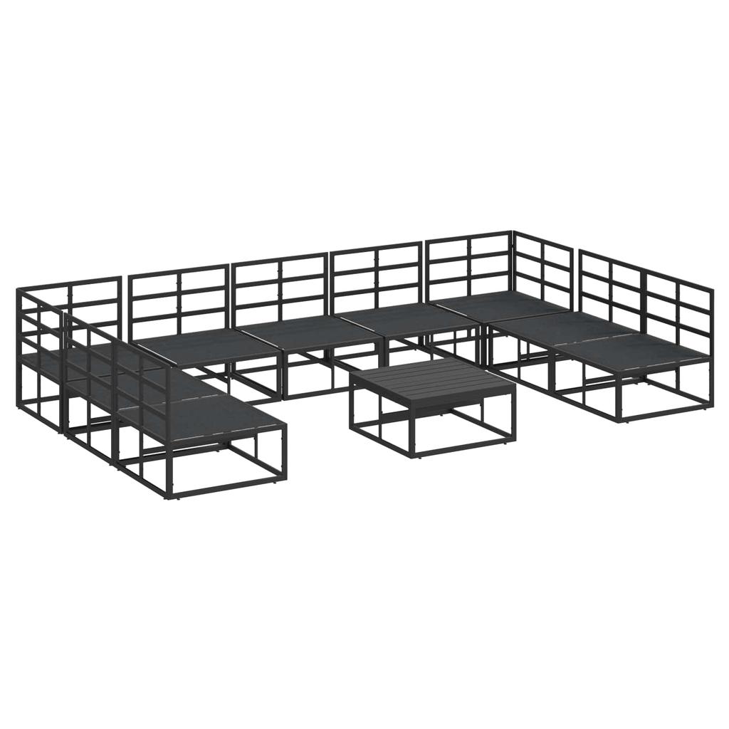 Garden Sofa Set with Cushions 10 pcs Black Aluminum