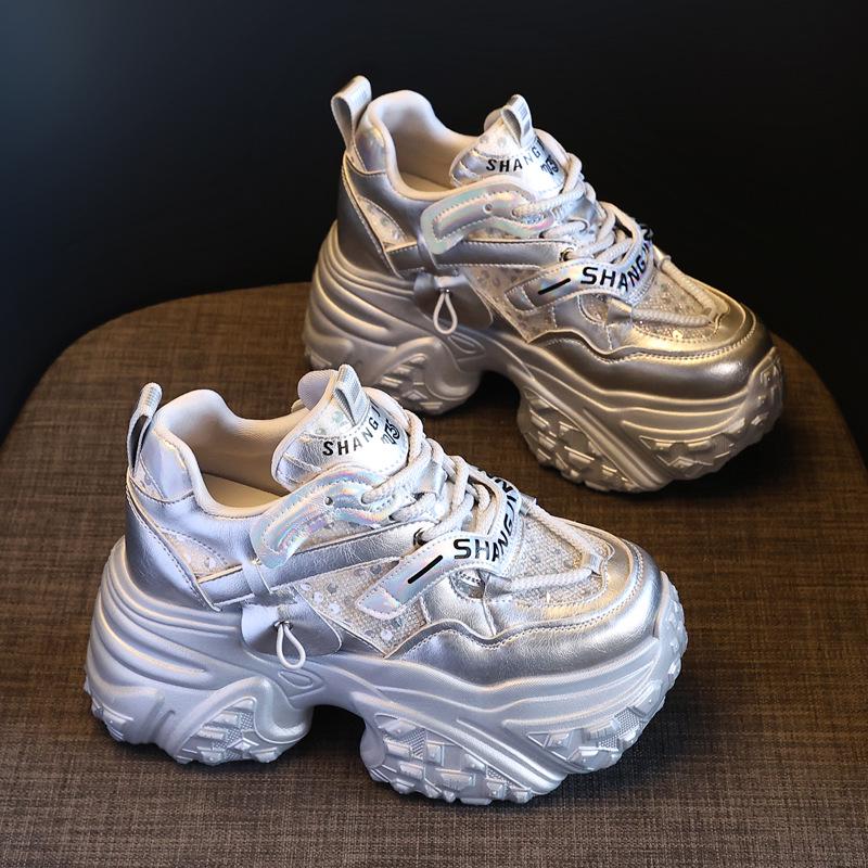 HS6166 Женские весенние кроссовки на платформе, увеличивающие рост 2025 года