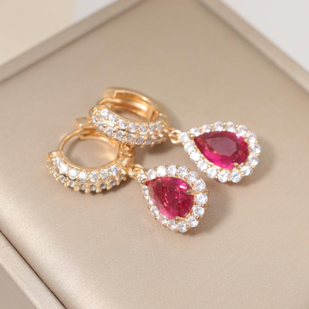 Sparkly Yellow Zirconia Teardrop Earrings for Women Fashion Earring Jewelry Wedding Party Accessories