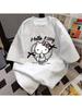 Новая милая и модная футболка с тематикой Hello Kitty от Sanrio для женщин. Изготовлена из хлопка. Подходит для повседневных прогулок.