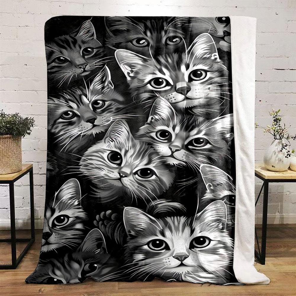 Cute Cat Faces Pattern Blanket for all seasons blanket lunch break throw gift
