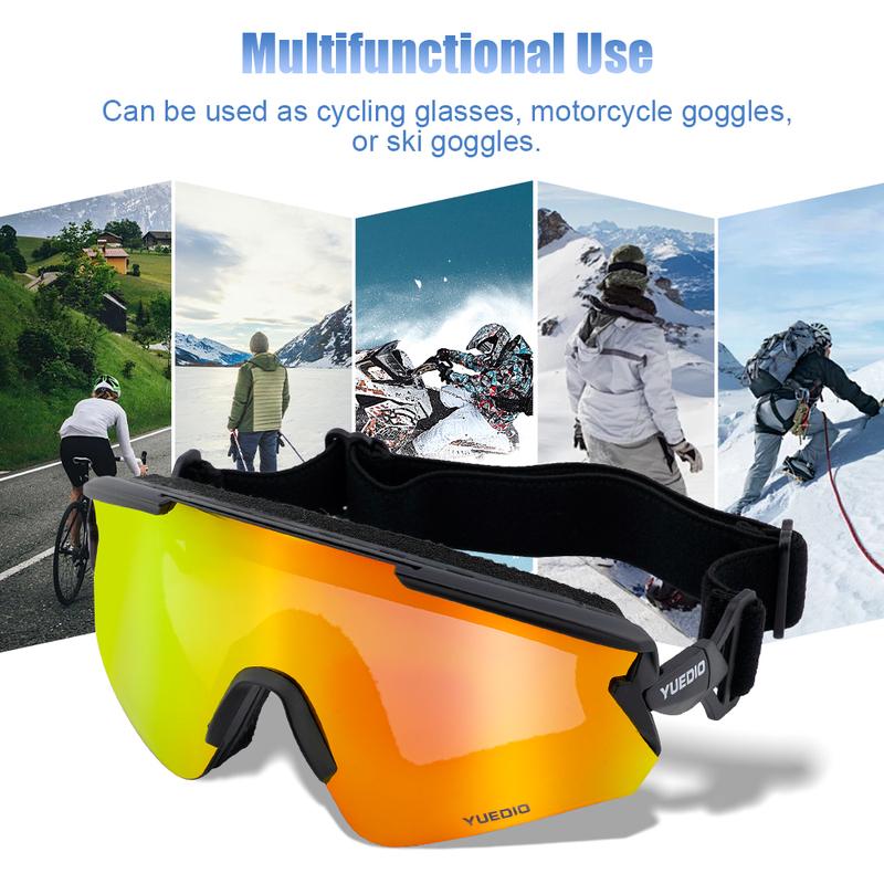 UV400 Anti-Fog Ski Goggles Multifunctional Snow Sports Sunglasses with Full-Coated Spherical Lenses for Outdoor Use