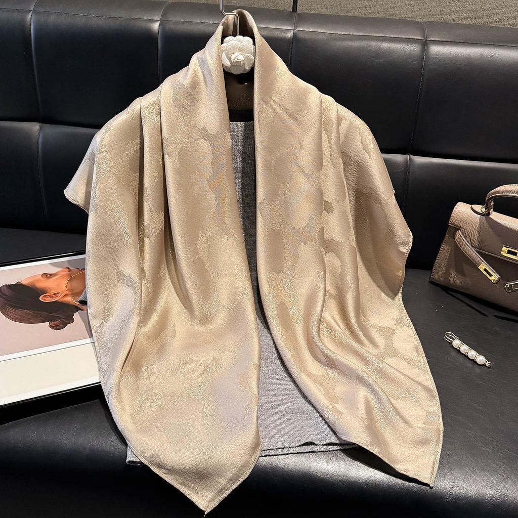 Elegant Cotton And Linen 90 Square Scarves For Women, Middle East, Central Asia Head Scarves, Versatile Finale Silk Scarves, Fashionable And Versatile