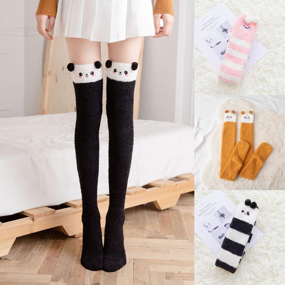 Bear Autumn Winter Women's Fashion Stockings Floor Socks Coral Fleece Socks Sleep Sock
