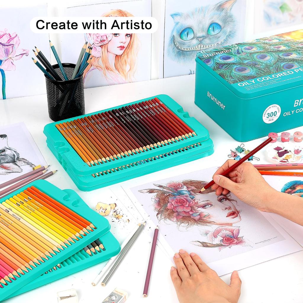 Набор цветных карандашей на масляной основе, 300 цветов, профессиональный набор цветных карандашей с мягким грифелем, идеально подходит для раскрашивания и рисования, для детей, взрослых и художников