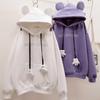 Women's Sweatshirt Student Casual Cute Ear Top Fleece Hooded Fashion Loose Pullover