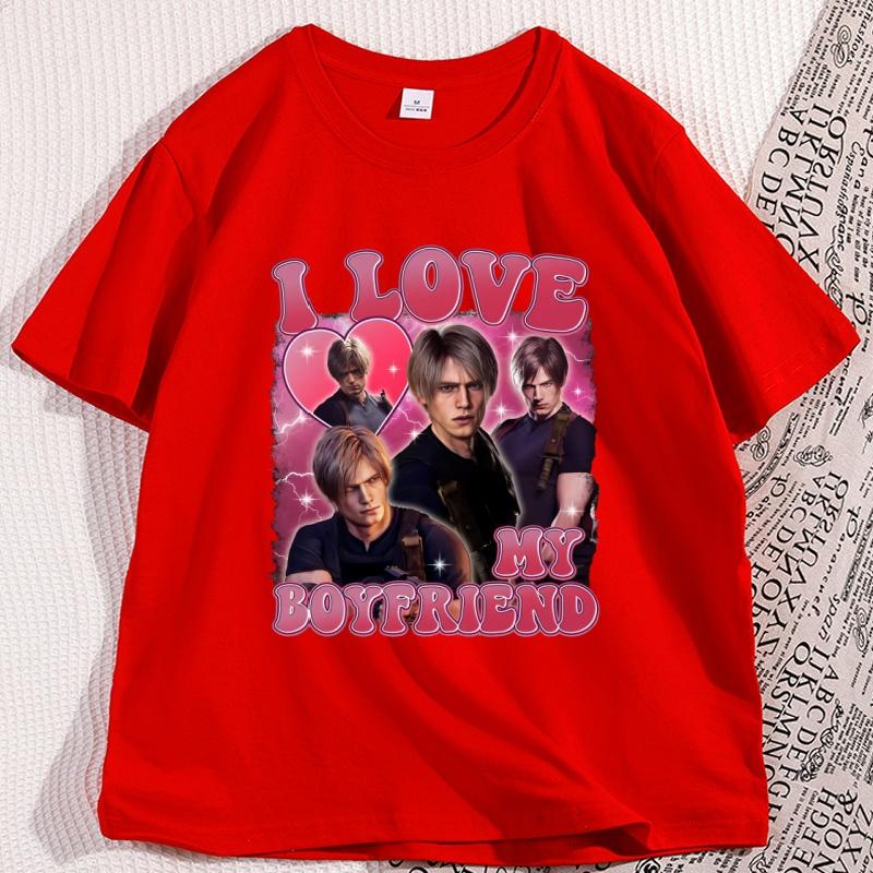 Vintage I Love My Boyfriends Kennedy Tshirts Unisex Unisex Cotton Short Sleeve Video Game Tshirt Vintage Round Neck Printed Tees