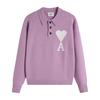 AMI New Polo Collar Knitted Sweater Jacquard Love Couple Woolen Sweater