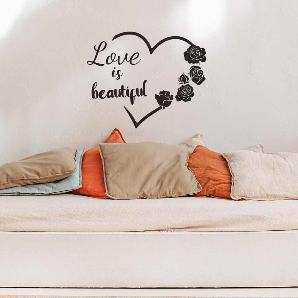 Love Rose English Slogan Bedroom Living Room Study Background Landscaping Wall Sticker
