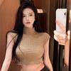 Retro Turtleneck Vest Women's Inner Wear Summer Thin Sexy Slim Short Crop Sleeveless Hot Girl Top