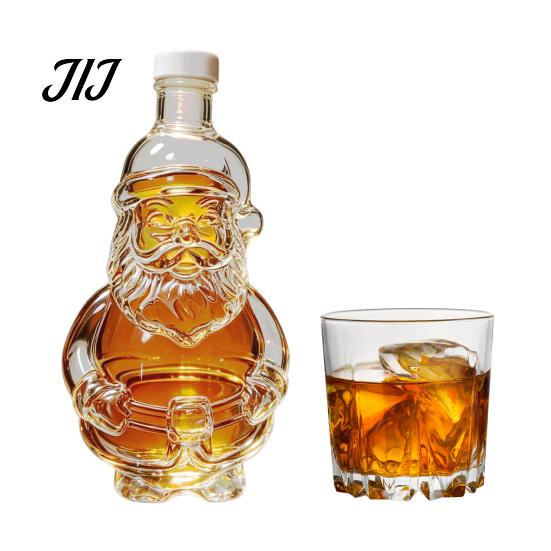 Holiday Home Bar Decor Santa Claus Whiskey Decanter for Liquor Storage, 320ml Christmas Glass Wine Collectible Bottle, Decorative Container And Party