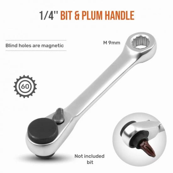 LiTuiLi Мини 1/4 "трещоточный ключ, двухсторонний быстрый шестигранный динамометрический ключ, набор стержней, отвертка, инструмент, головка, трещотка, ручка, гаечный ключ