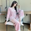 Spring and Autumn Long-sleeved 2-piece Pajamas, Velvet Warm Home Clothes, Lace Pajamas, Solid Color Velvet Pajamas, Home Clothes