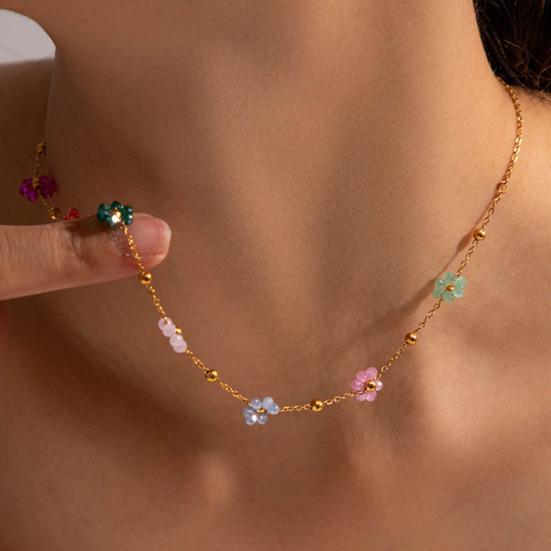 Женское ожерелье, браслет, красочный цветок, подвеска, регулируемая длина, милый стиль, выпускной, свадьба, вечеринка, шея и запястье, подарок на день рождения, годовщину