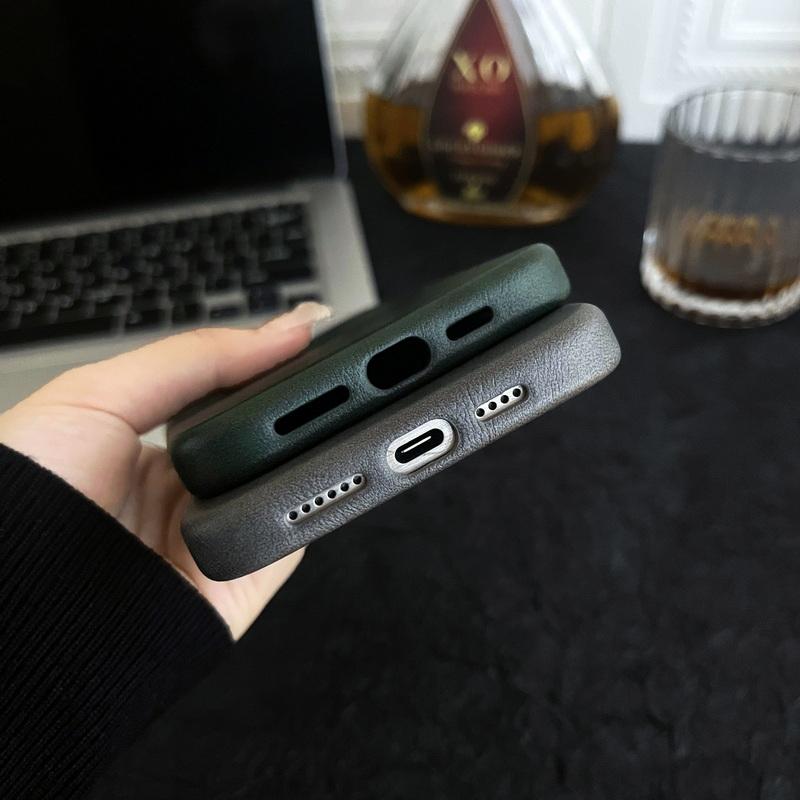 Винтажный кожаный чехол для телефона Magsafe Slim для iPhone 16 Pro Max 15 Pro 14 13 однотонный ударопрочный жесткий чехол-бампер из поликарбоната с магнитом